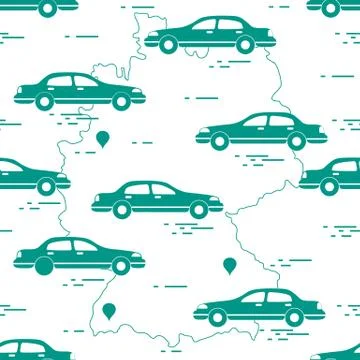 Pattern with cars and map of Germany. Travel and leisure. 스톡 일러스트