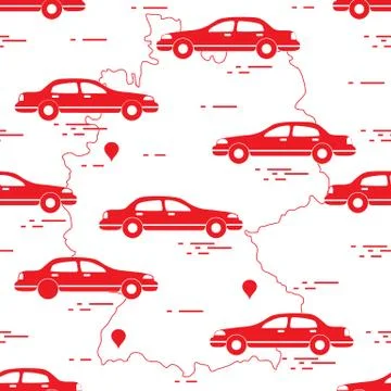 Pattern with cars and map of Germany. Travel and leisure. 스톡 일러스트