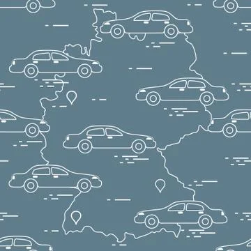 Pattern with cars and map of Germany. Travel and leisure. Illustrazione stock