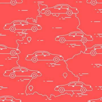 Pattern with cars and map of Germany. Travel and leisure. 스톡 일러스트