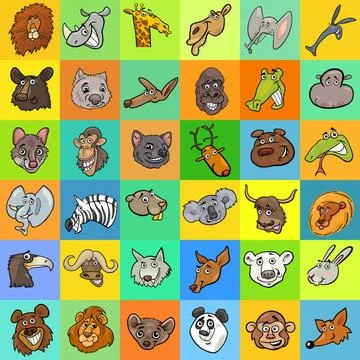Pattern with cartoon animals design Cartoon Illustration of Animal Charact... Foto stock