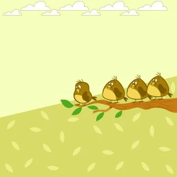 Pattern with cartoon birds Stock Illustration