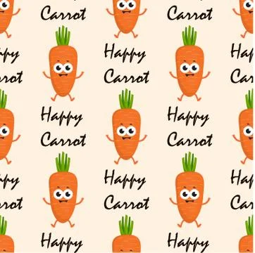 Pattern with cartoon carrots Stock Illustration