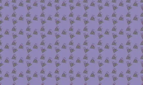 Pattern of cartoon cats with flowers on purple background Stock Illustration