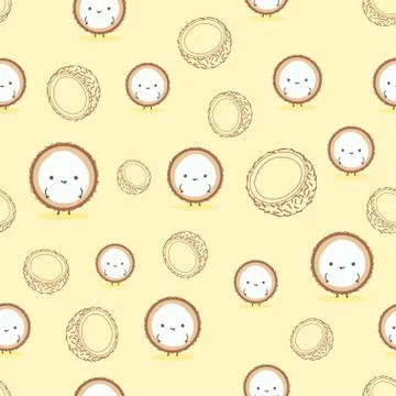Pattern with cartoon coconuts Stock Illustration