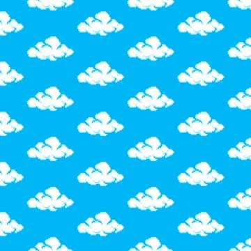 Pattern of cartoon drawing of white clouds Stock Illustration