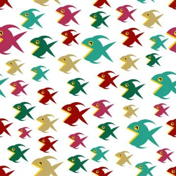 Pattern with cartoon fishs Stock Illustration