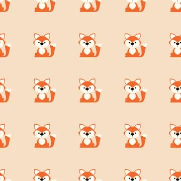 Pattern with cartoon foxes Stock Illustration