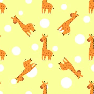 Pattern with cartoon giraffe Stock Illustration