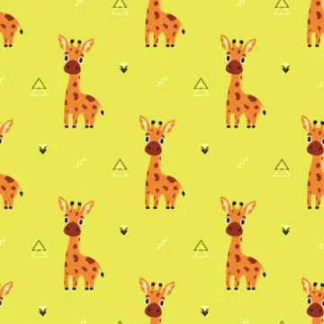 Pattern with cartoon giraffe Stock Illustration