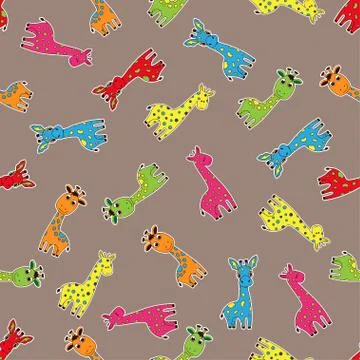 Pattern with cartoon giraffe Stock Illustration