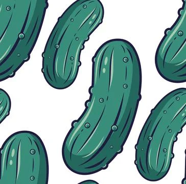 Pattern Cartoon Green Pickle with Simple Black Outline Stock Illustration