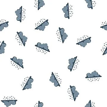 Pattern Cartoon grey cloud raining water droplets Stock Illustration