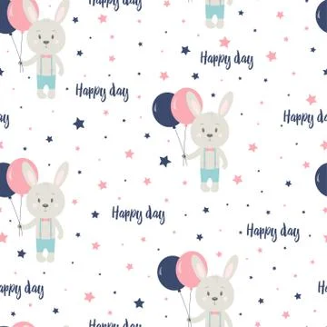 Pattern cartoon hare Stock Illustration