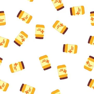 Pattern cartoon jar representing nutritional supplement and protein powder Stock Illustration