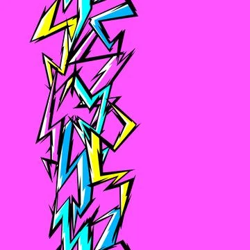 Pattern with cartoon lightnings. Grunge graffiti stylized image of natural Stock Illustration