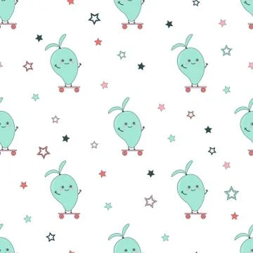 Pattern with cartoon mango Stock Illustration
