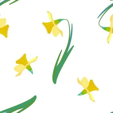 Pattern with cartoon narciss vector Stock Illustration