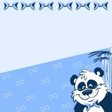 Pattern with cartoon panda and bamboo Stock Illustration