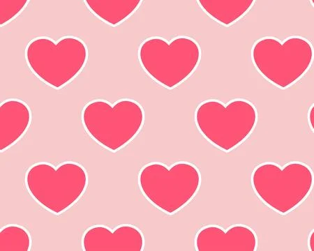 Pattern of cartoon pink hearts. Vector illustration Stock Illustration