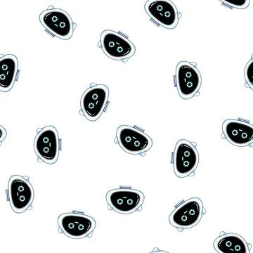 Pattern Cartoon robot head character with blue glowing eyes 스톡 일러스트