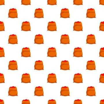 Pattern with cartoon sacks of red agricultural crops Stock Illustration