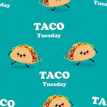 Pattern with cartoon tacos Stock Illustration