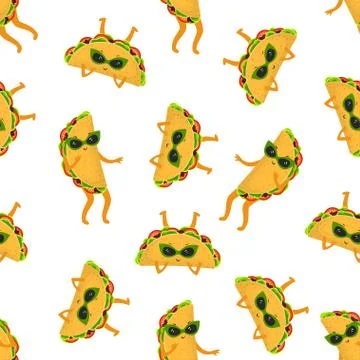 Pattern with cartoon tacos Stock-Illustration