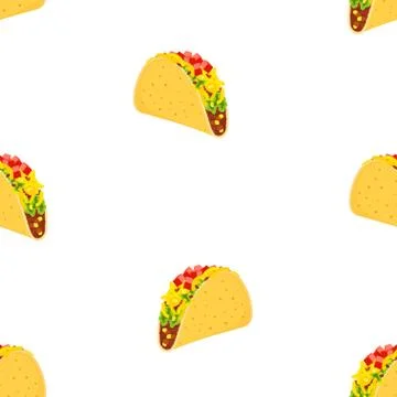 Pattern with cartoon tacos Stock Illustration