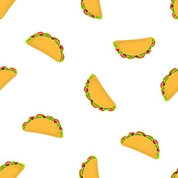 Pattern with cartoon tacos Stock Illustration