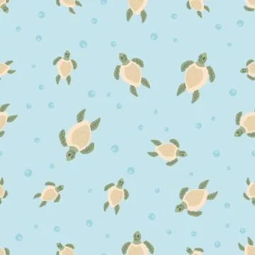 Pattern with cartoon tortoises Stock Illustration