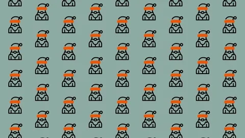 Pattern of Cartoon Viking Faces on a Green Background. Video stock 325381090
