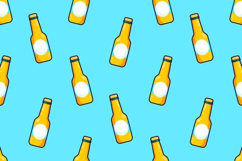 Pattern of cartoon yellow drink bottles. イラスト素材