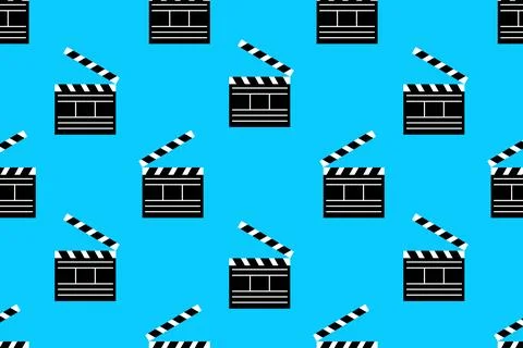 Pattern with cartoons Clapperboards. Vector illustration. Stock Illustration