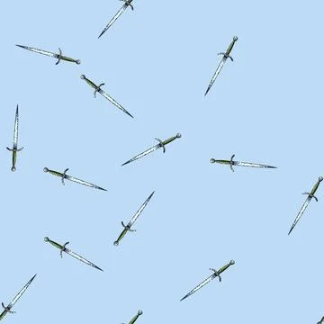 Pattern castle sword medieval sketch hand drawn Stock Illustration