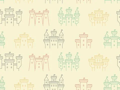 Pattern with Castles and fortresses Stock Illustration