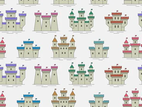 Pattern with Castles and fortresses Stock Illustration