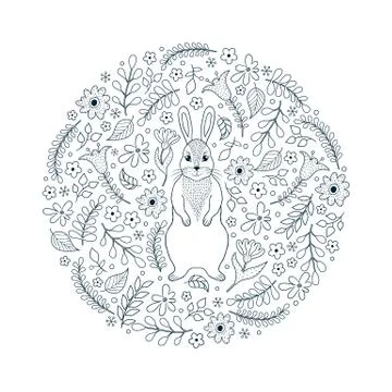 Pattern with cat and flowers Illustrazione stock