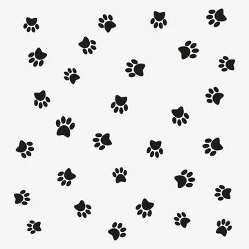 Pattern of cat dog footprints. Paw print vector. Stock Illustration