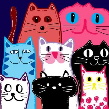 Pattern cat funny illustration abstract design for wallpaper and background Stock-Illustration