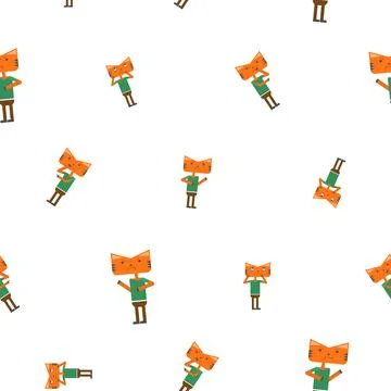 Pattern of Cat or tiger character in orange colors with any emotions. Symbol of Stock Illustration