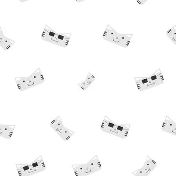 Pattern of Cat or tiger face in gray color with any emotions. Symbol of 2022 Stock Illustration