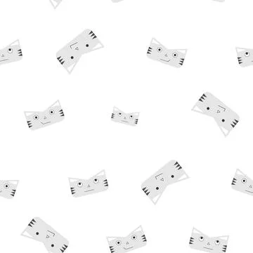 Pattern of Cat or tiger face in gray color with any emotions. Symbol of 2022 Stock Illustration