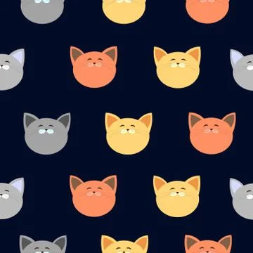 Pattern cats on a blue background. Design for wallpaper, fabric. Stock Illustration