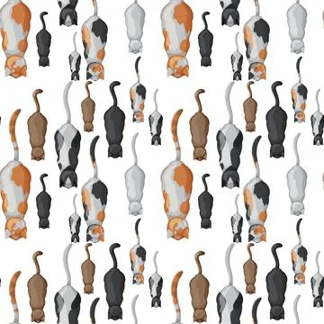 Pattern of Cats Walking Away Illustrazione stock