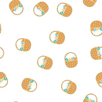 Pattern celebration basket easter cartoon vector Illustrazione stock