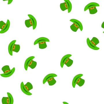 Pattern celebration green hat patrick cartoon vector Stock Illustration
