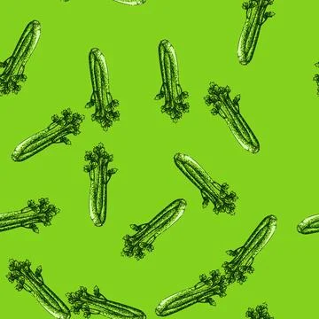 Pattern celery green sketch hand drawn Stock Illustration