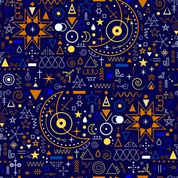 Pattern with celestial astronomical elements sun moon and stars. Mystic esoteric 스톡 일러스트