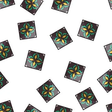 Pattern ceramic azulejos ornament tile cartoon vector Stock Illustration